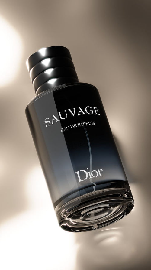 Dior Sauvage perfume bottle on a gradient background